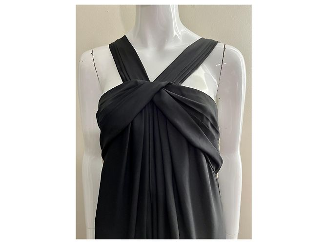 Abito da sera stile impero Halston Heritage Nero Bianco Grigio - vista 2