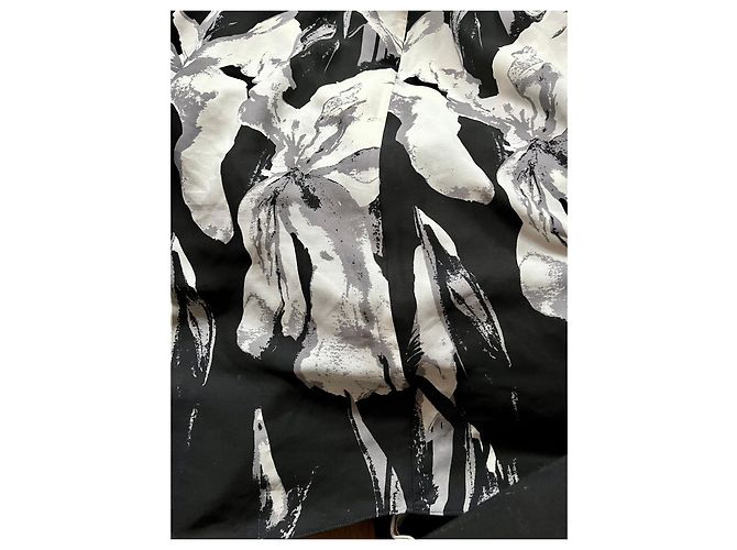 Abito da sera stile impero Halston Heritage Nero Bianco Grigio - vista 6