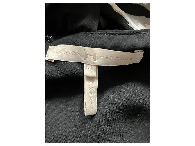 Abito da sera stile impero Halston Heritage Nero Bianco Grigio - vista 7