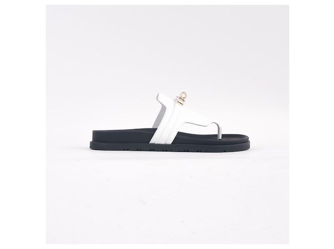 Kelly Hermès Sandali HERMES EU 39 Leather Bianco - vista 3