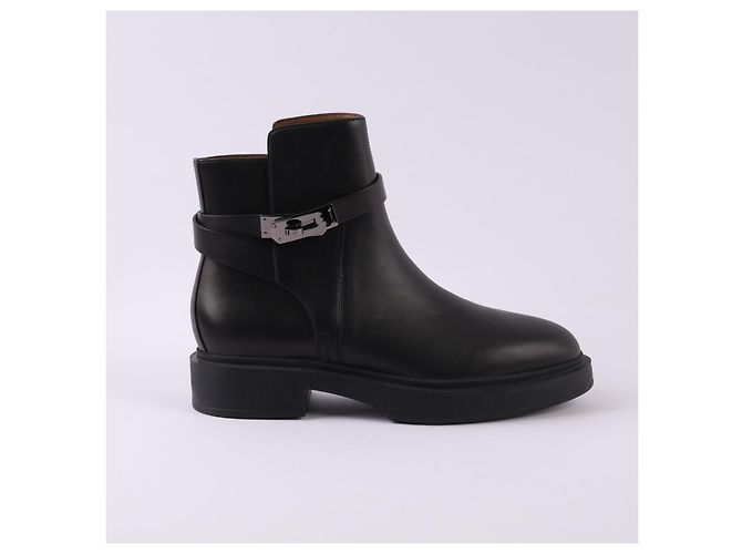 Kelly Hermès HERMES Botines T.UE 38 cuero Negro - vista 2