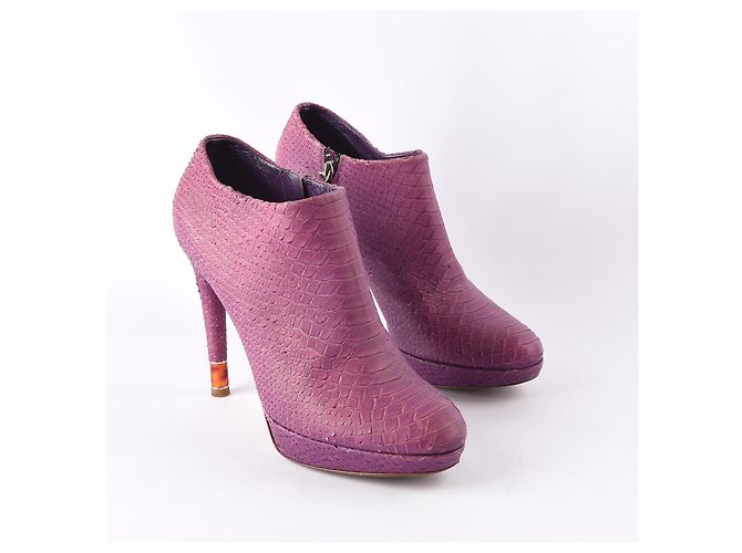 DIOR Botines EU 38.5 Cuero Púrpura - vista 2