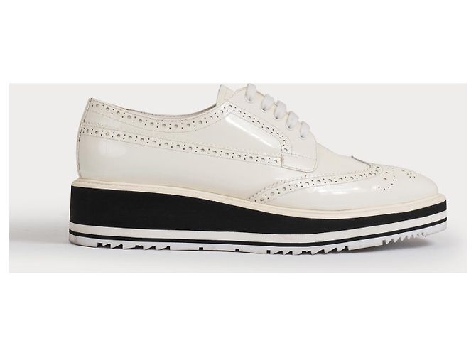 PRADA Derbies EU 39 Cuir Blanc - vue 2