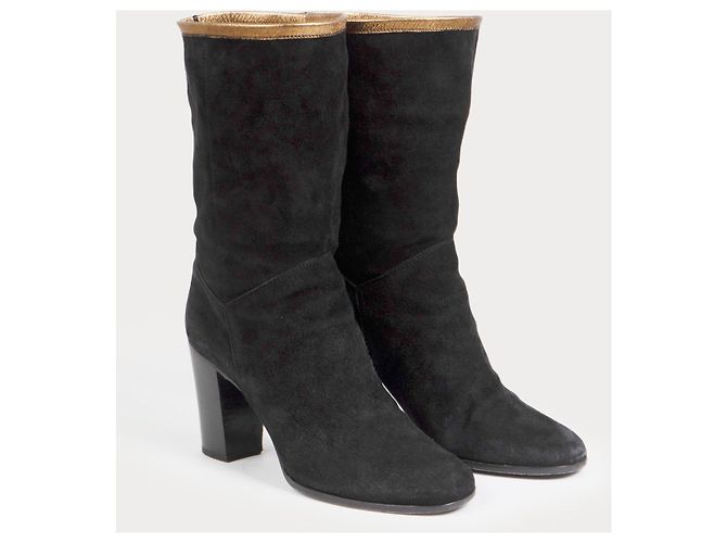 CHANEL Botines EU 38.5 de ante Negro - vista 4