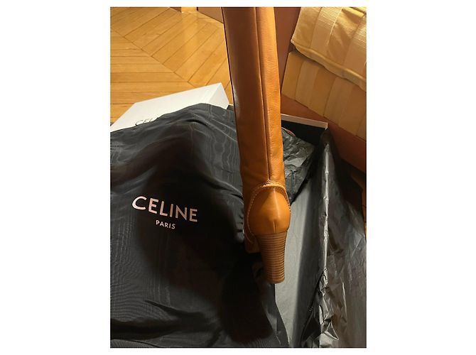 Botas de montar de piel Céline Caramelo - vista 5
