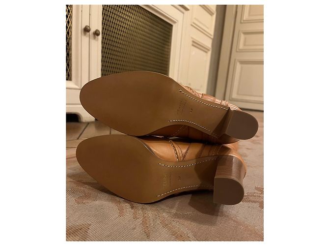 Botas de montar de piel Céline Caramelo - vista 8