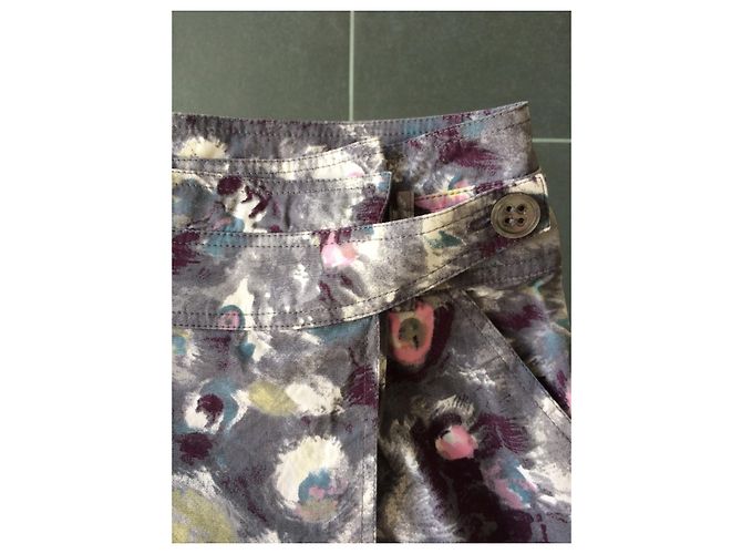 Falda cruzada Kenzo de algodón gris claro y rosa Multicolor - vista 2