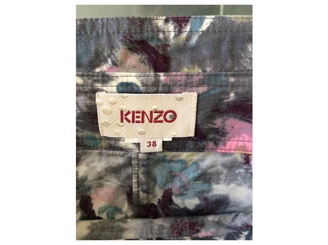 Falda cruzada Kenzo de algodón gris claro y rosa Multicolor - vista 5