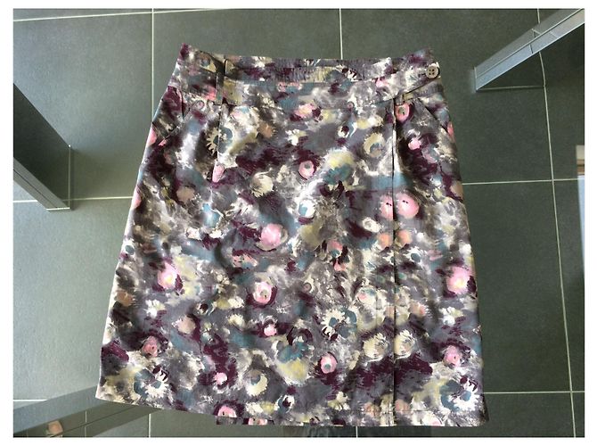 Falda cruzada Kenzo de algodón gris claro y rosa Multicolor - vista 6