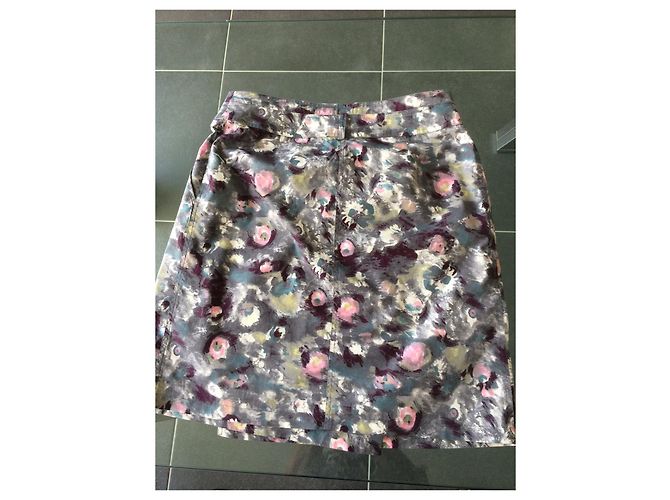 Falda cruzada Kenzo de algodón gris claro y rosa Multicolor - vista 7