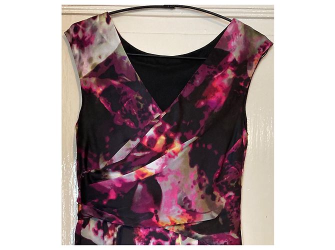 Vestido de seda drapeado Karen Millen Negro Rosa - vista 3