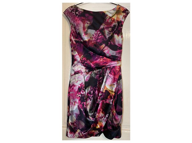 Vestido de seda drapeado Karen Millen Negro Rosa - vista 4