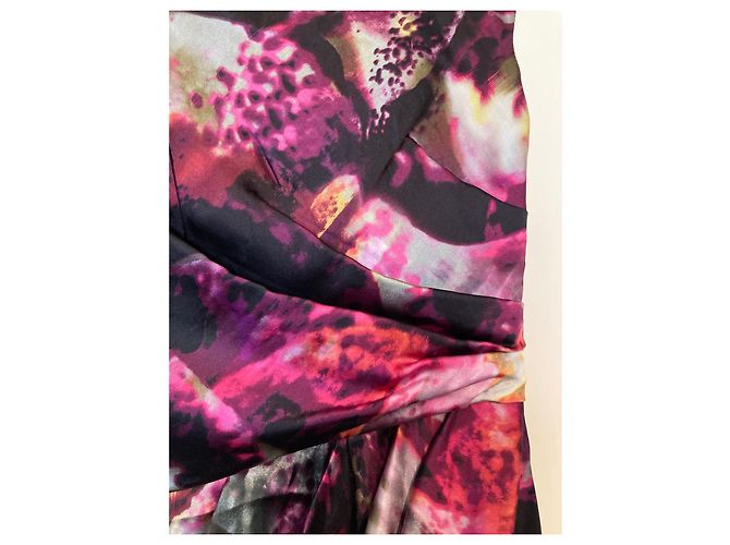 Vestido de seda drapeado Karen Millen Negro Rosa - vista 5