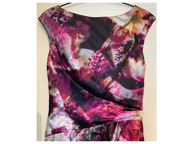 Vestido de seda drapeado Karen Millen Negro Rosa - vista 6