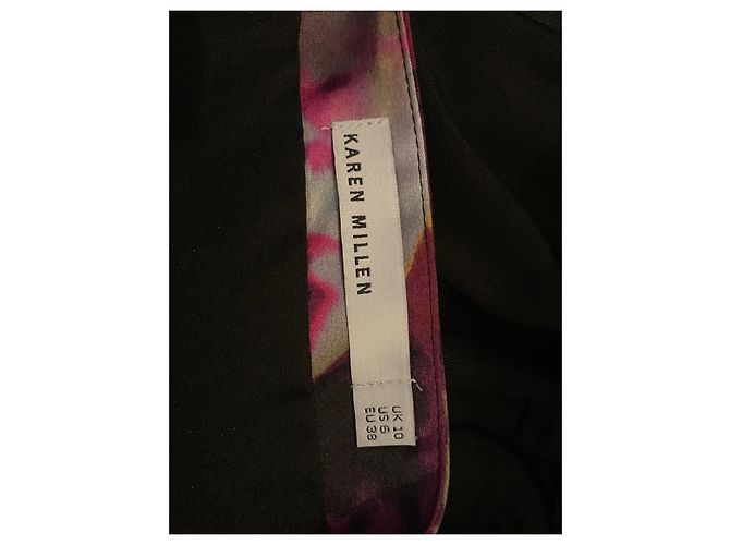 Vestido de seda drapeado Karen Millen Negro Rosa - vista 7