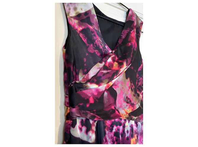 Vestido de seda drapeado Karen Millen Negro Rosa - vista 8