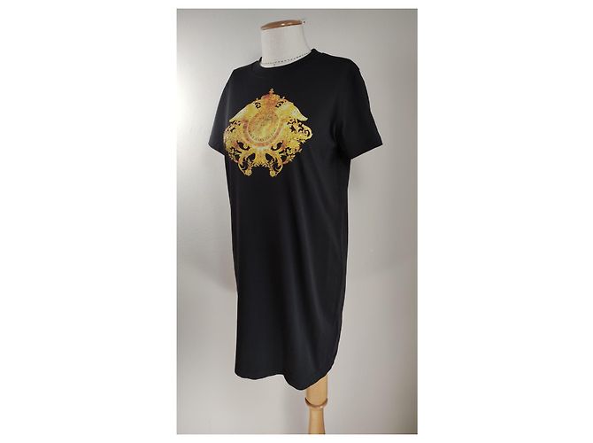 Vestido camiseta Versace Jeans Couture negro de algodón - vista 3