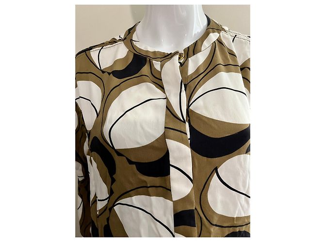 Diane Von Furstenberg Vestido de seda DvF Breanna con estampado característico Caqui - vista 3