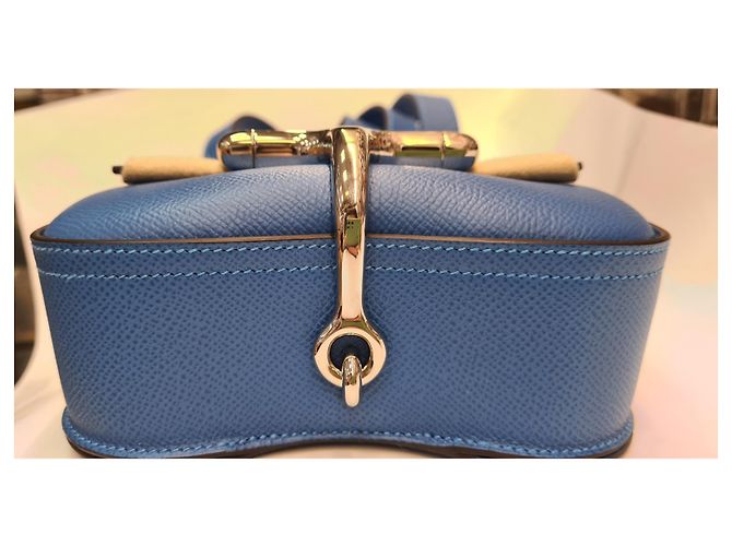 Borsa a mano Hermès Della Cavalleria in pelle blu - vista 7