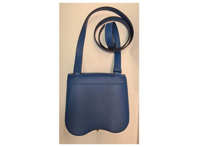 Borsa a mano Hermès Della Cavalleria in pelle blu - vista 8