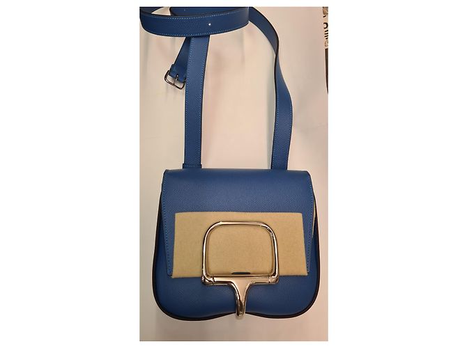 Borsa a mano Hermès Della Cavalleria in pelle blu - vista 9