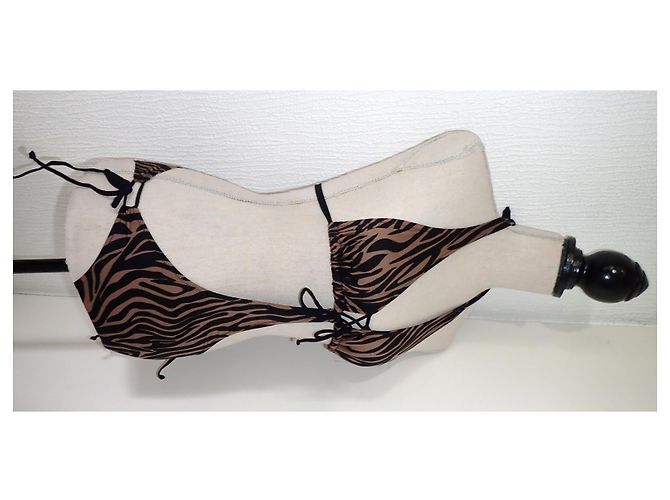 Autre Marque Set Trikini e Costume da Bagno The Savage Zebra Nera e Marrone Nero - vista 13
