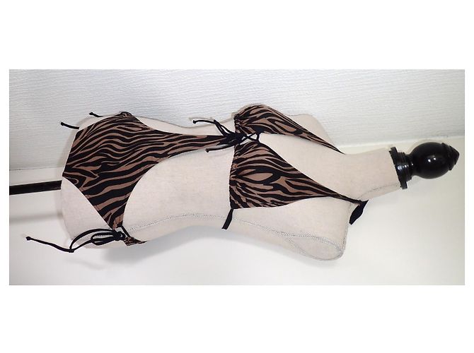 Autre Marque Set Trikini e Costume da Bagno The Savage Zebra Nera e Marrone Nero - vista 15