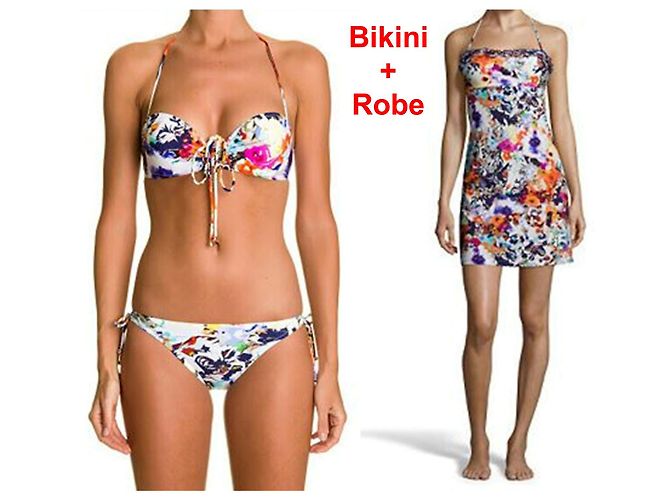 Autre Marque Set Bikini Floreale e Abito da Spiaggia Multicolore - vista 2