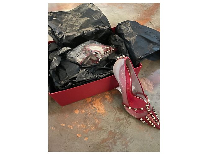 Valentino Garavani Rockstud Pumps Rot Leder Größe 39 - Ansicht 3