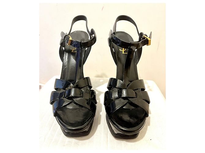 Saint Laurent Tribute-Heels aus Lackleder Schwarz - Ansicht 3