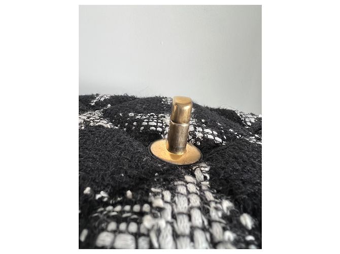 Chanel preto e branco tweed acolchoado Chanel médio 19 Aba - vista 15