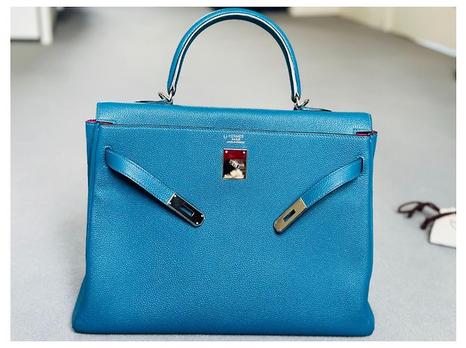 Hermès Kelly 35 in pelle Togo blu Blu navy - vista 4