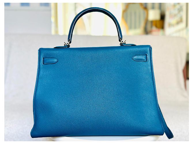 Hermès Kelly 35 in pelle Togo blu Blu navy - vista 7