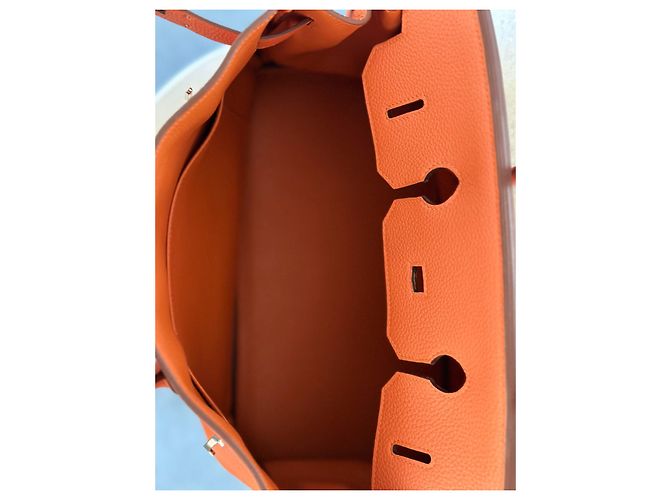 Hermès Birkin 35 in pelle Togo arancione palladium - vista 4