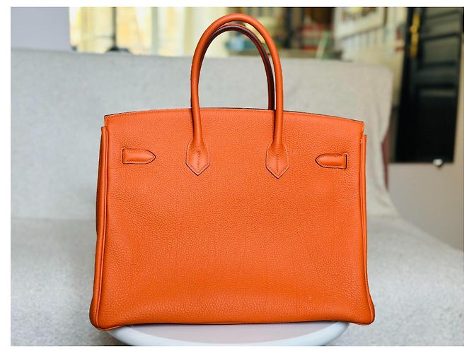 Hermès Birkin 35 in pelle Togo arancione palladium - vista 5