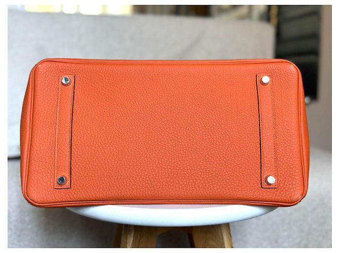 Hermès Birkin 35 in pelle Togo arancione palladium - vista 6