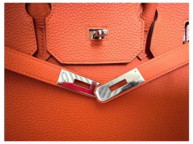 Hermès Birkin 35 in pelle Togo arancione palladium - vista 7
