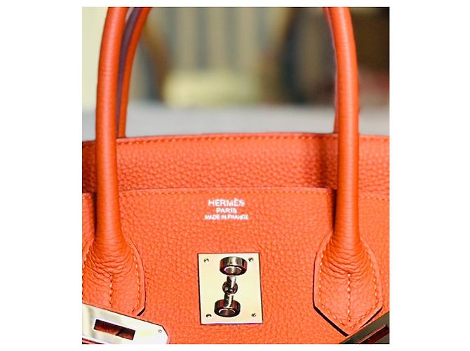 Hermès Birkin 35 in pelle Togo arancione palladium - vista 9