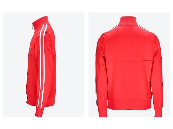 Felpa Ami Paris a righe con collo alto e zip corta rossa Rosso - vista 2