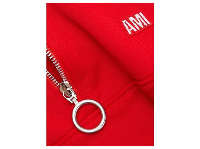 Felpa Ami Paris a righe con collo alto e zip corta rossa Rosso - vista 3