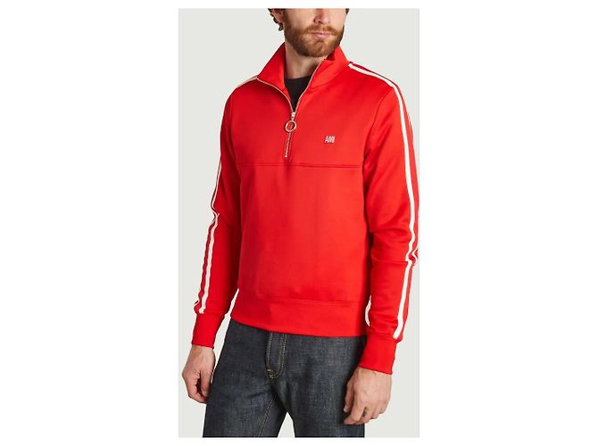 Felpa Ami Paris a righe con collo alto e zip corta rossa Rosso - vista 4