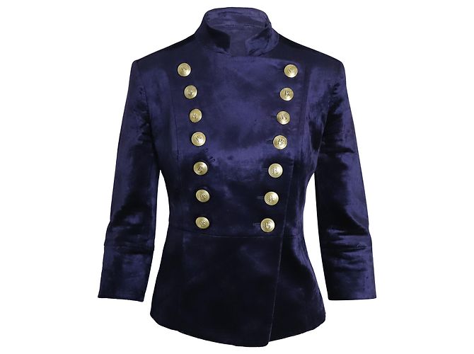 Giacca militare Pierre Balmain e pantaloncini in velluto blu - vista 11