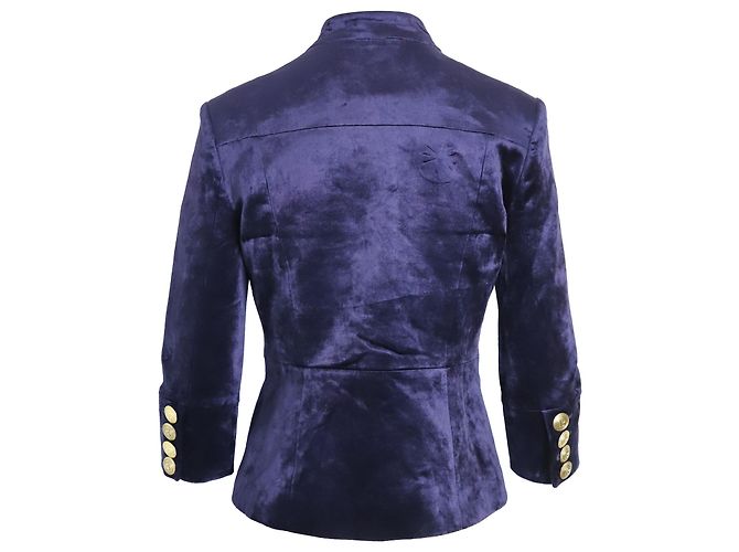 Giacca militare Pierre Balmain e pantaloncini in velluto blu - vista 12