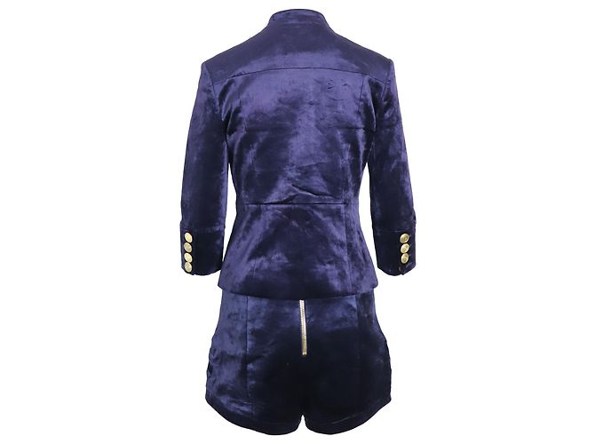 Giacca militare Pierre Balmain e pantaloncini in velluto blu - vista 2