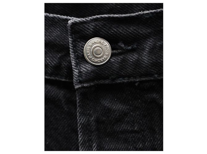 Sandro Paris Walking Shorts de denim de algodón negro - vista 3