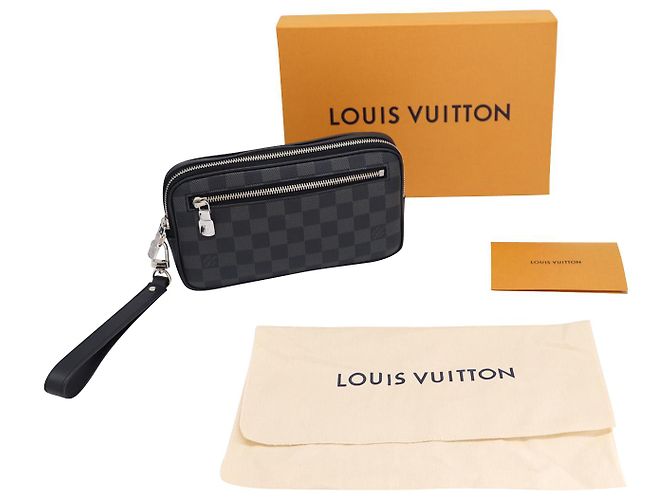 Louis Vuitton Alpha Clutch in Damier Graphite Grey Leather Black - view 16