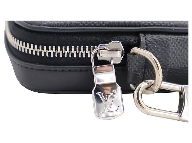 Louis Vuitton Alpha Clutch in Damier Graphite Grey Leather Black - view 8