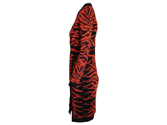 Vestido de punto estampado con efecto cruzado en viscosa naranja de Balmain Impresión de pitón - vista 2