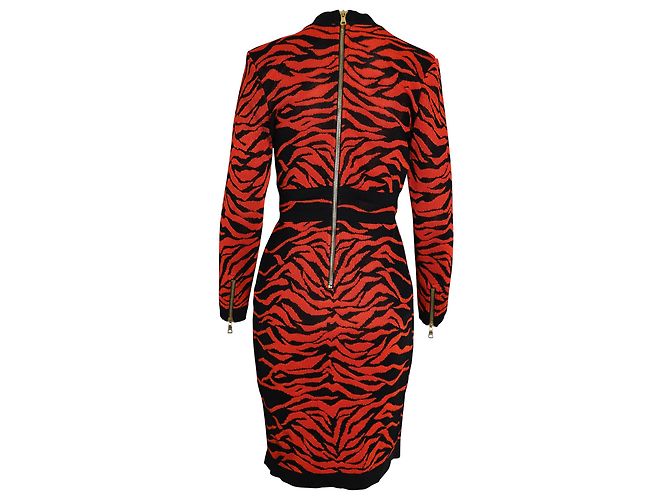 Vestido de punto estampado con efecto cruzado en viscosa naranja de Balmain Impresión de pitón - vista 3