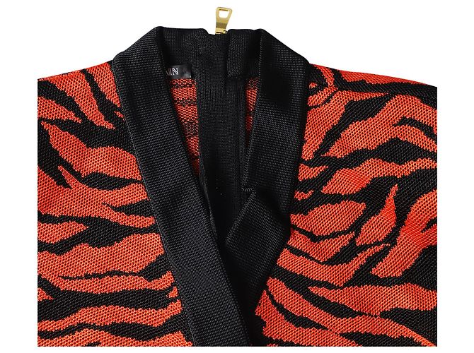 Vestido de punto estampado con efecto cruzado en viscosa naranja de Balmain Impresión de pitón - vista 4